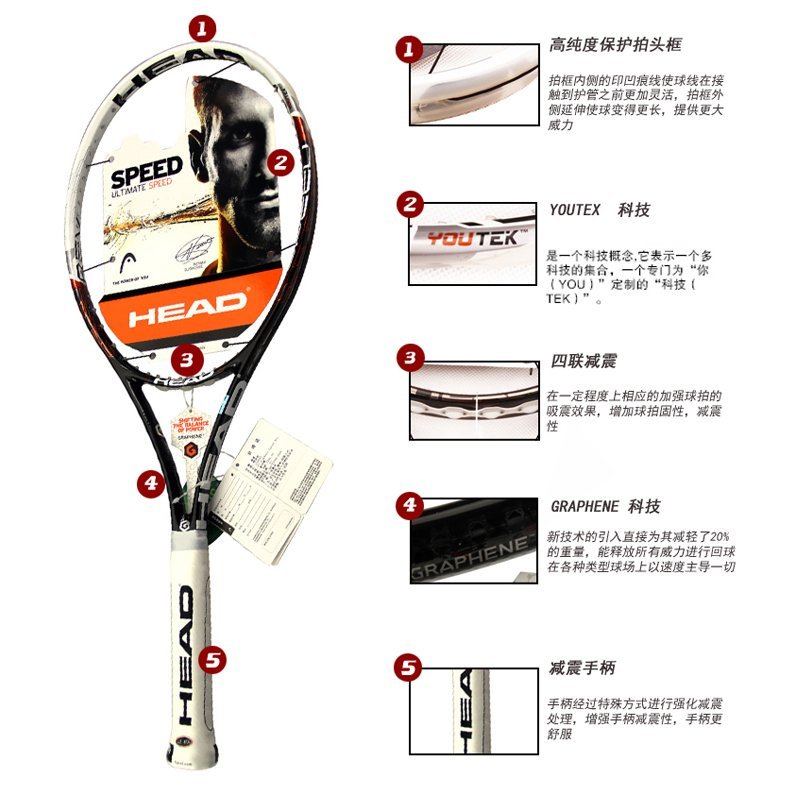 Amazon | HEAD Raquette de tennis Youtek Graphene Speed MP 16/19
