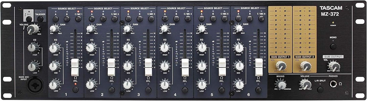Amazon.com: Tascam 7-Channel Rackmount Zone Audio Mixer With Voice