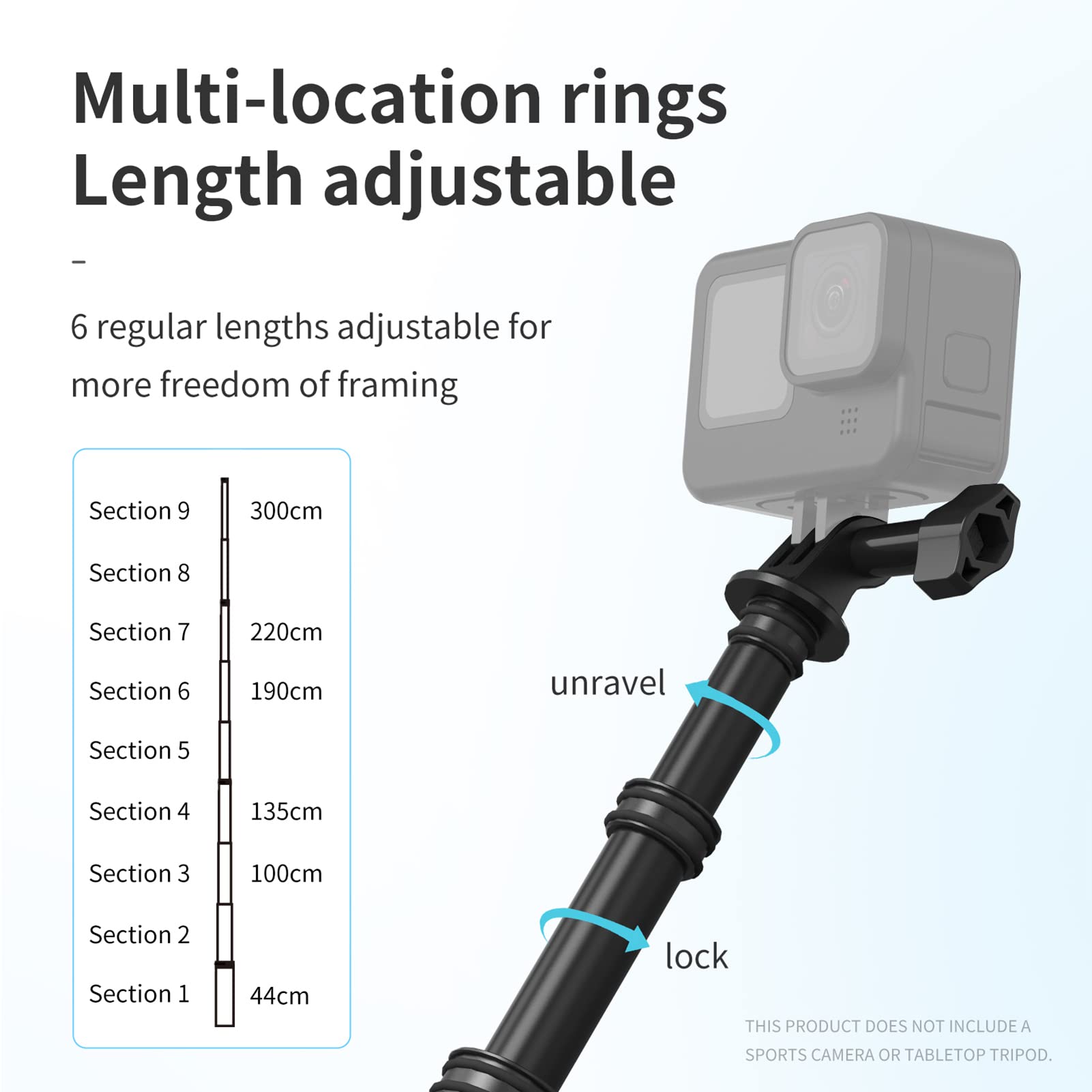 Amazon | 3m自撮り棒 Camnoon 超長い自撮り棒 Insta360 GoProに適用