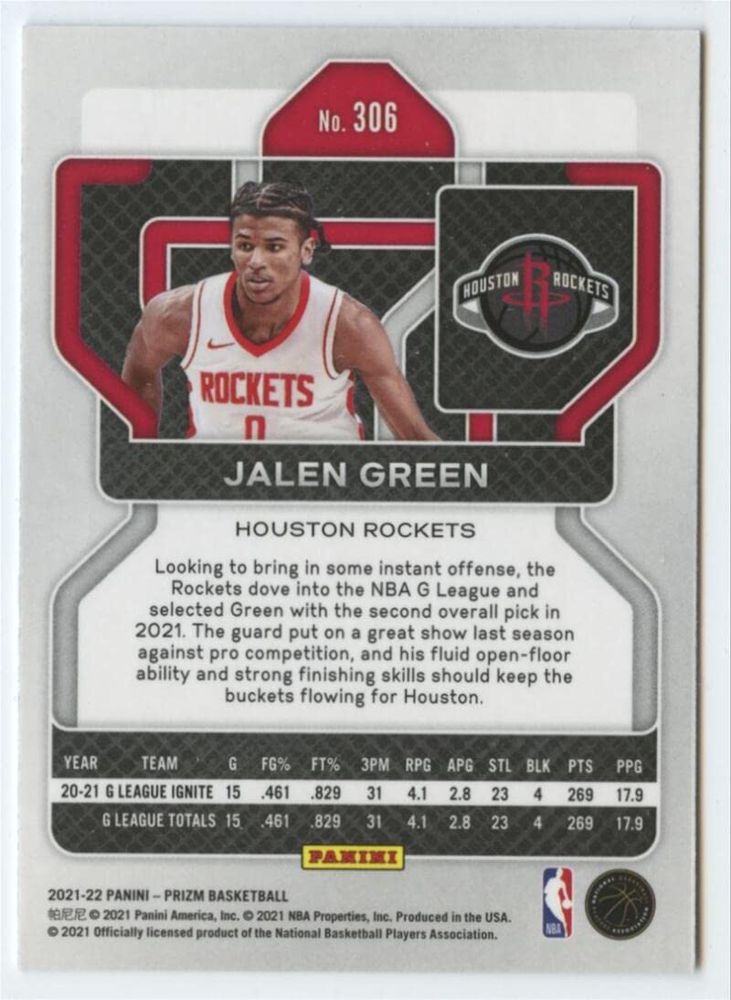 Amazon.com: 2021-22 Panini Prizm #306 Jalen Green Houston Rockets