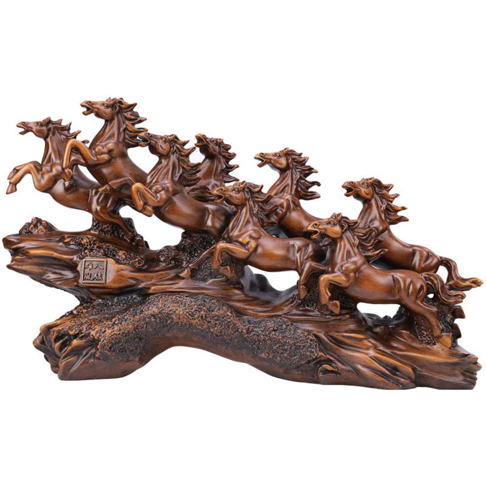 Amazon.co.jp: 動物の像の飾り 風水 八頭の馬の置物 彫刻 繁栄の魅力