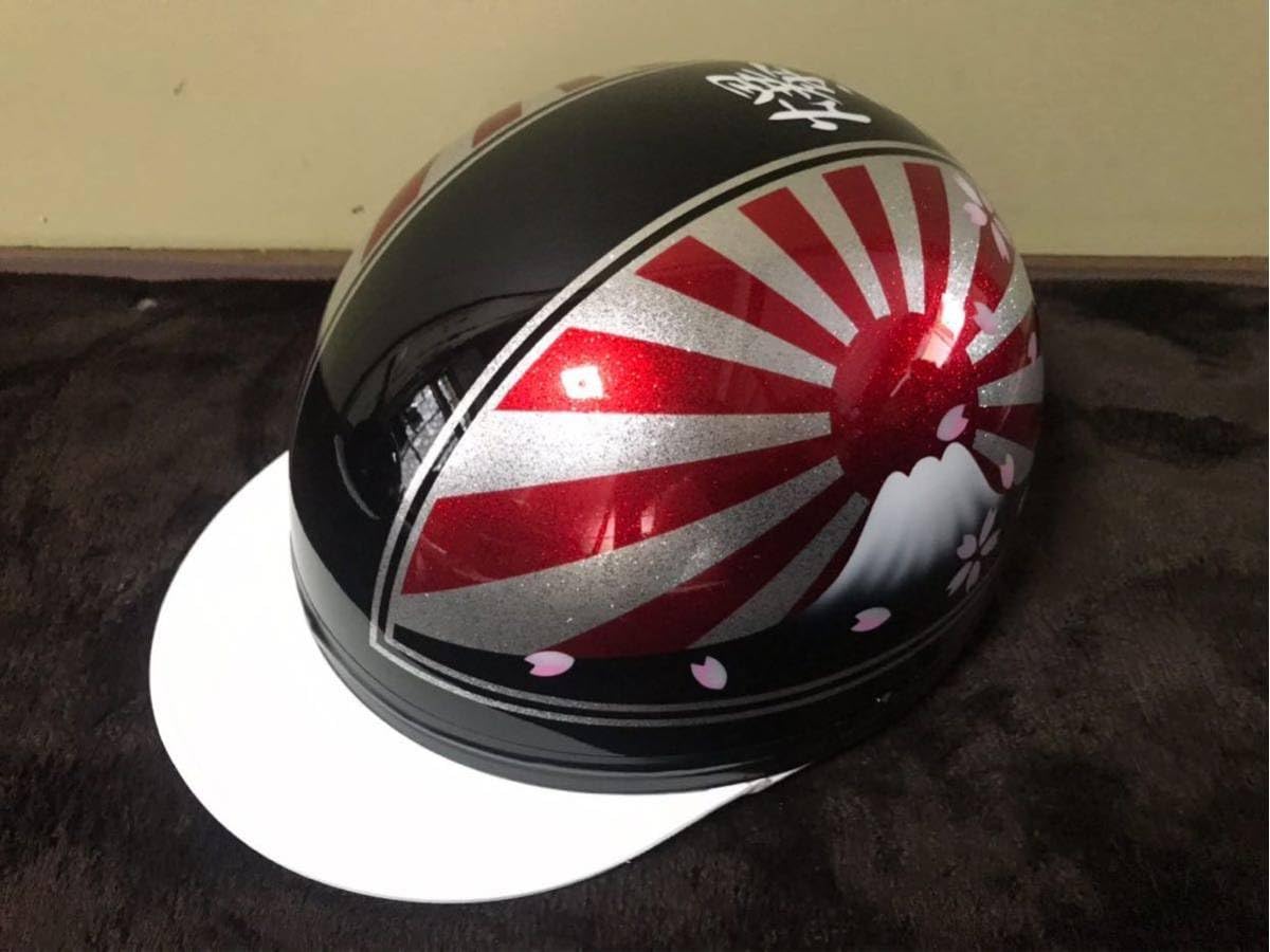 Amazon.co.jp: 爆音小僧 桜吹雪 富士日章 コルク半 ヘルメット 暴走族