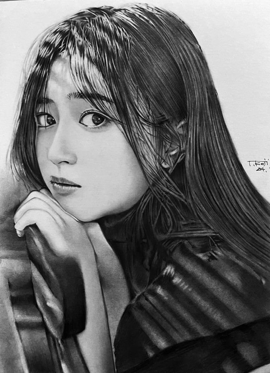 Amazon.co.jp: 乃木坂46 井上和 No.8 手描きイ 鉛筆画 A4 : ホビー