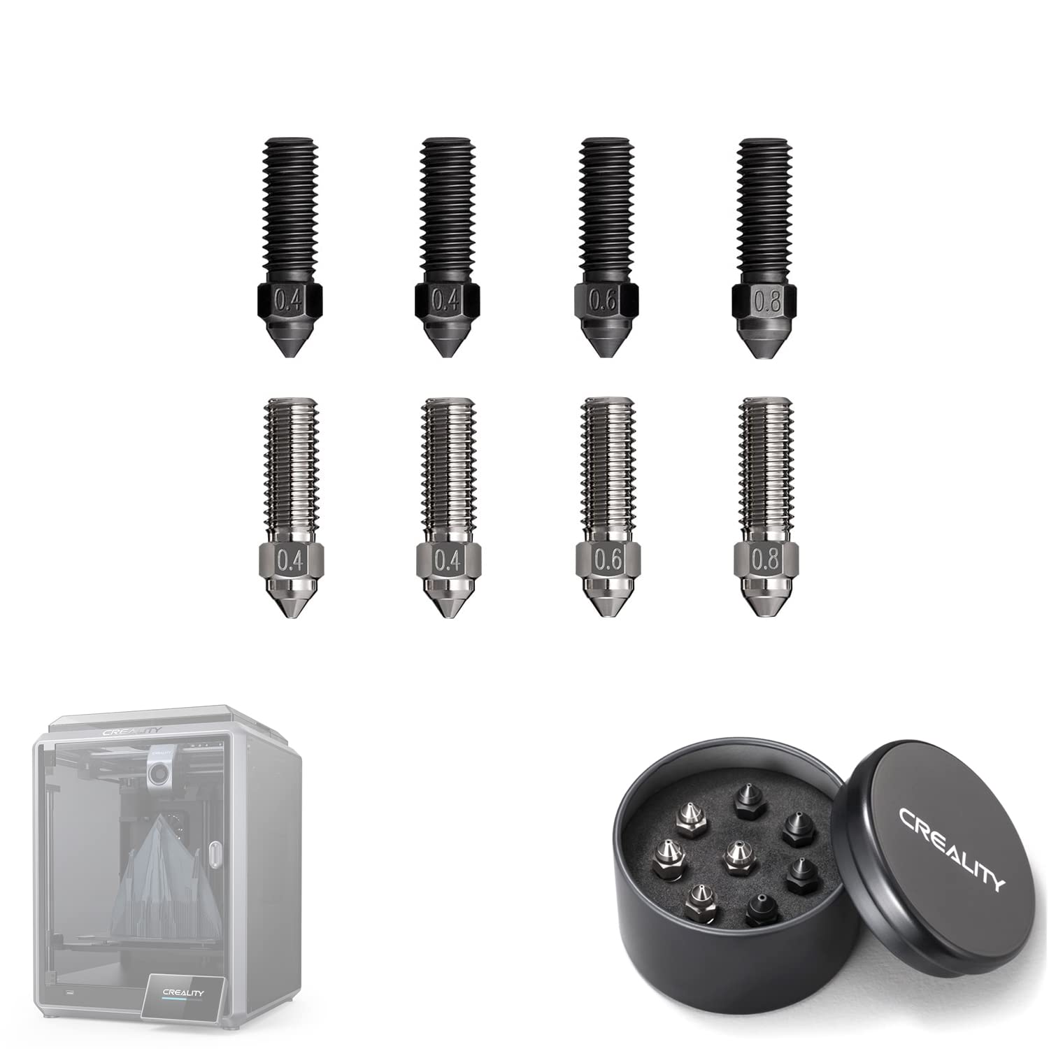 Amazon.com: Creality Upgraded K1 Nozzle Kit, Hardened Steel Nozzle