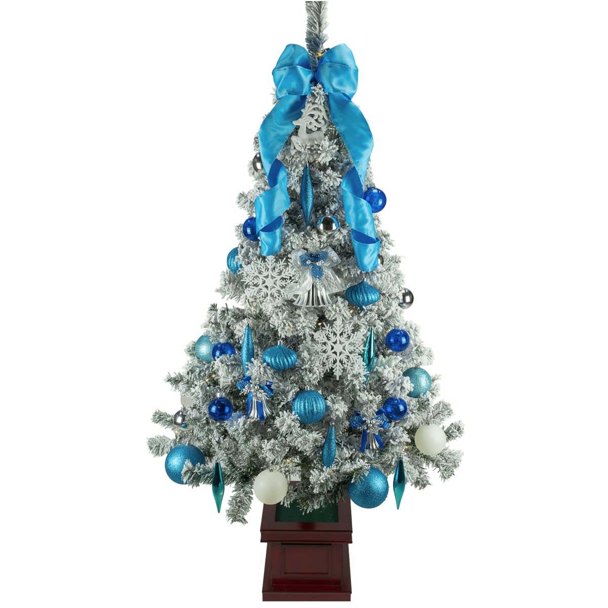 Amazon | クリスマス屋 クリスマスツリー 180cm 木製 ブルー 雪 白