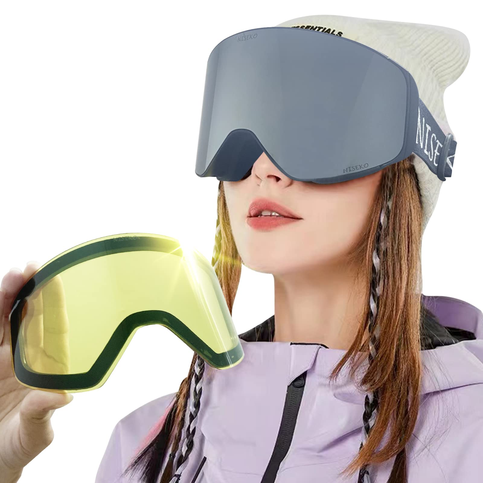 Amazon.co.jp: [NISEKO] スキーゴーグル マグネット レンズ2枚 スノー