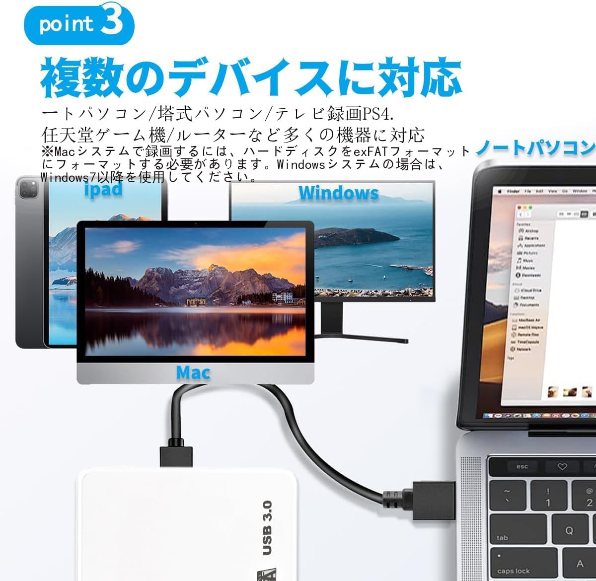 Amazon | BIGBIGER 500G USB3.0 Type C HDD 2in1外付け ハードディスク