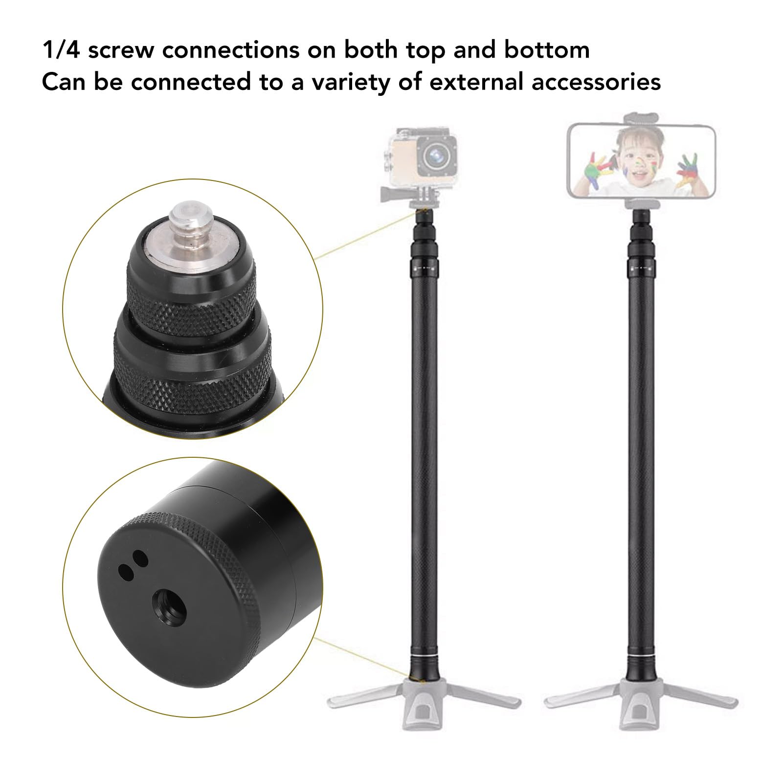 Amazon | 目に見えない自撮り棒、2M 7セクション長さ調節可能な拡張自