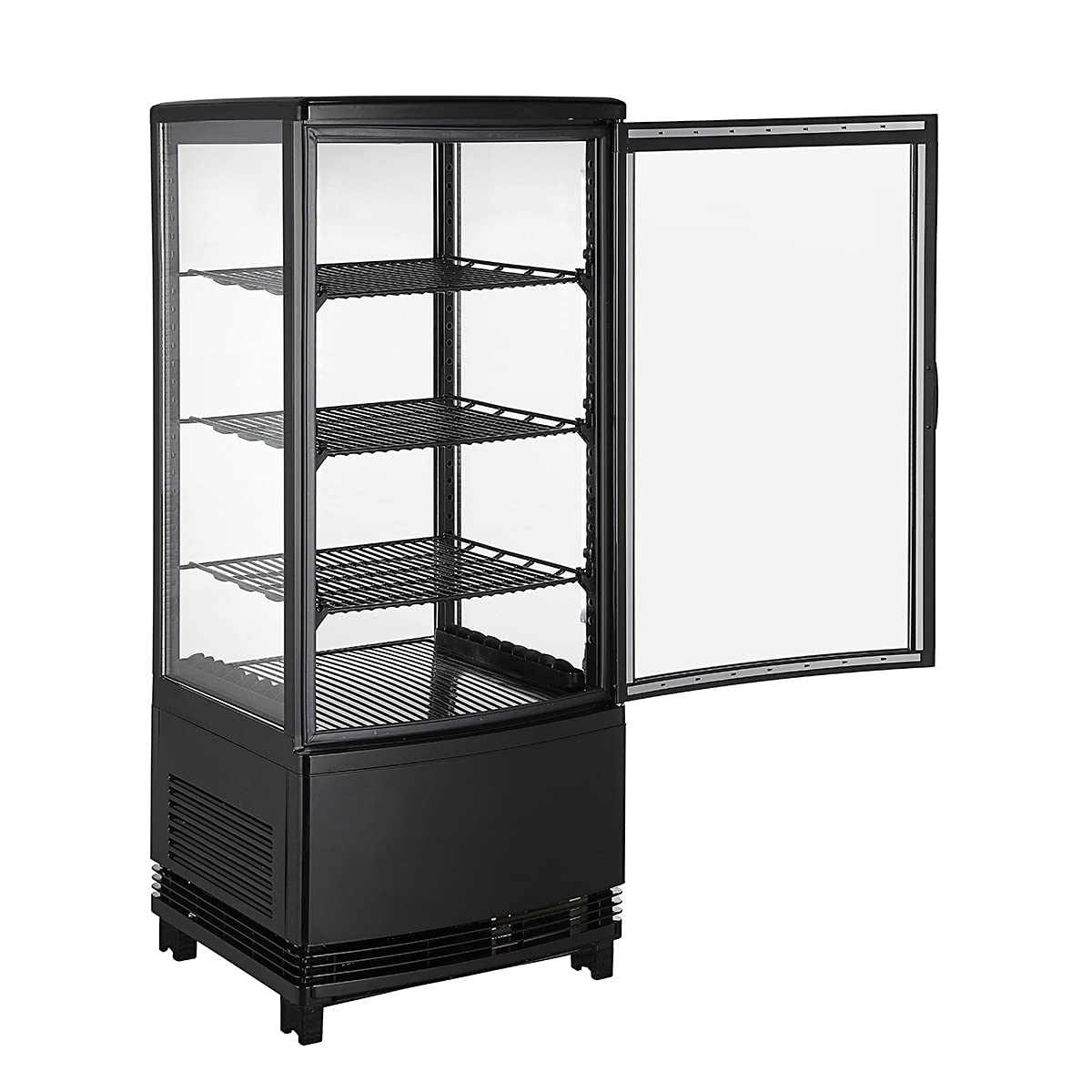 Amazon | Hijiru 4面ガラス冷蔵ショーケース80L/ブラック（ウツクシイ