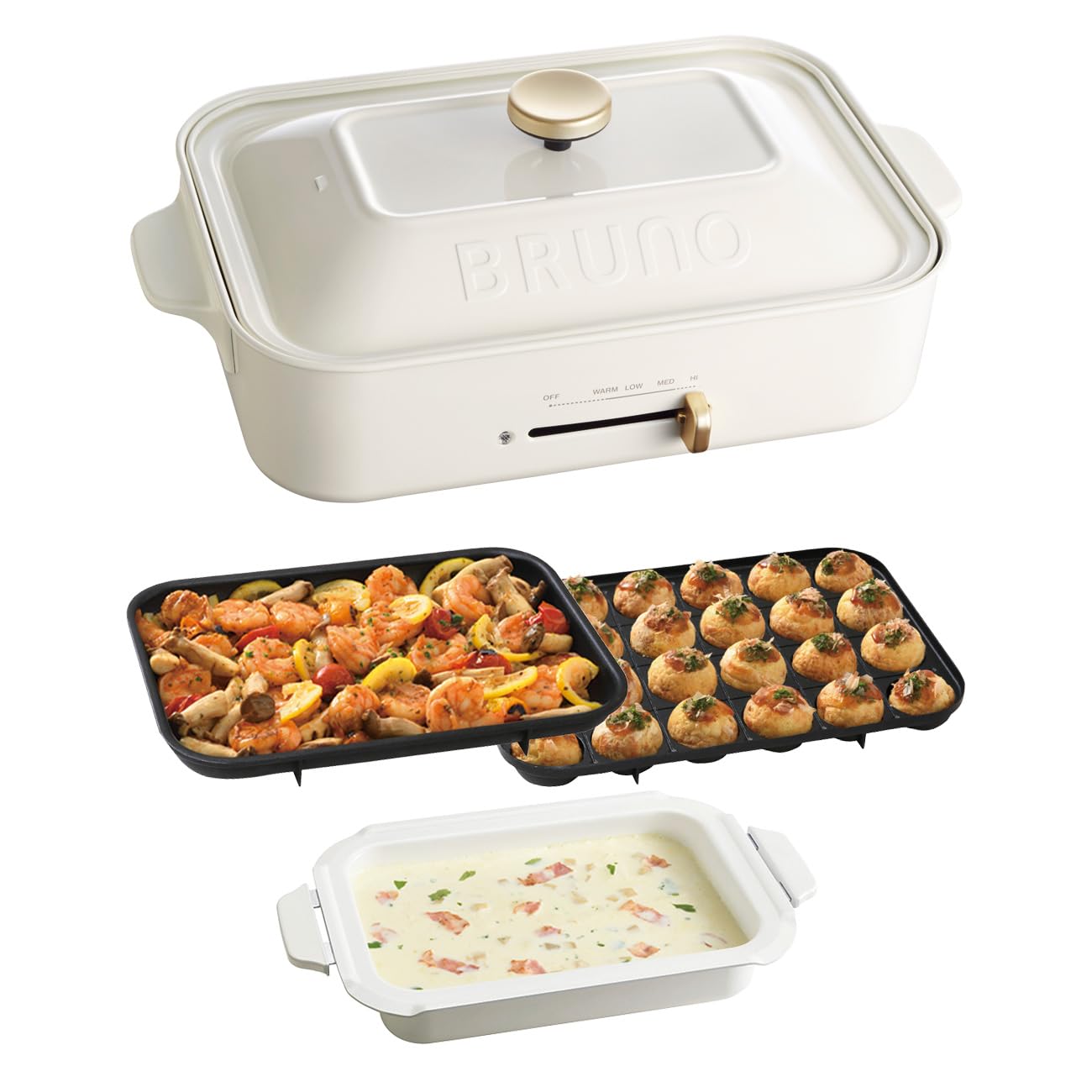 Amazon | BRUNO ブルーノ コンパクトホットプレート 本体 プレート3種