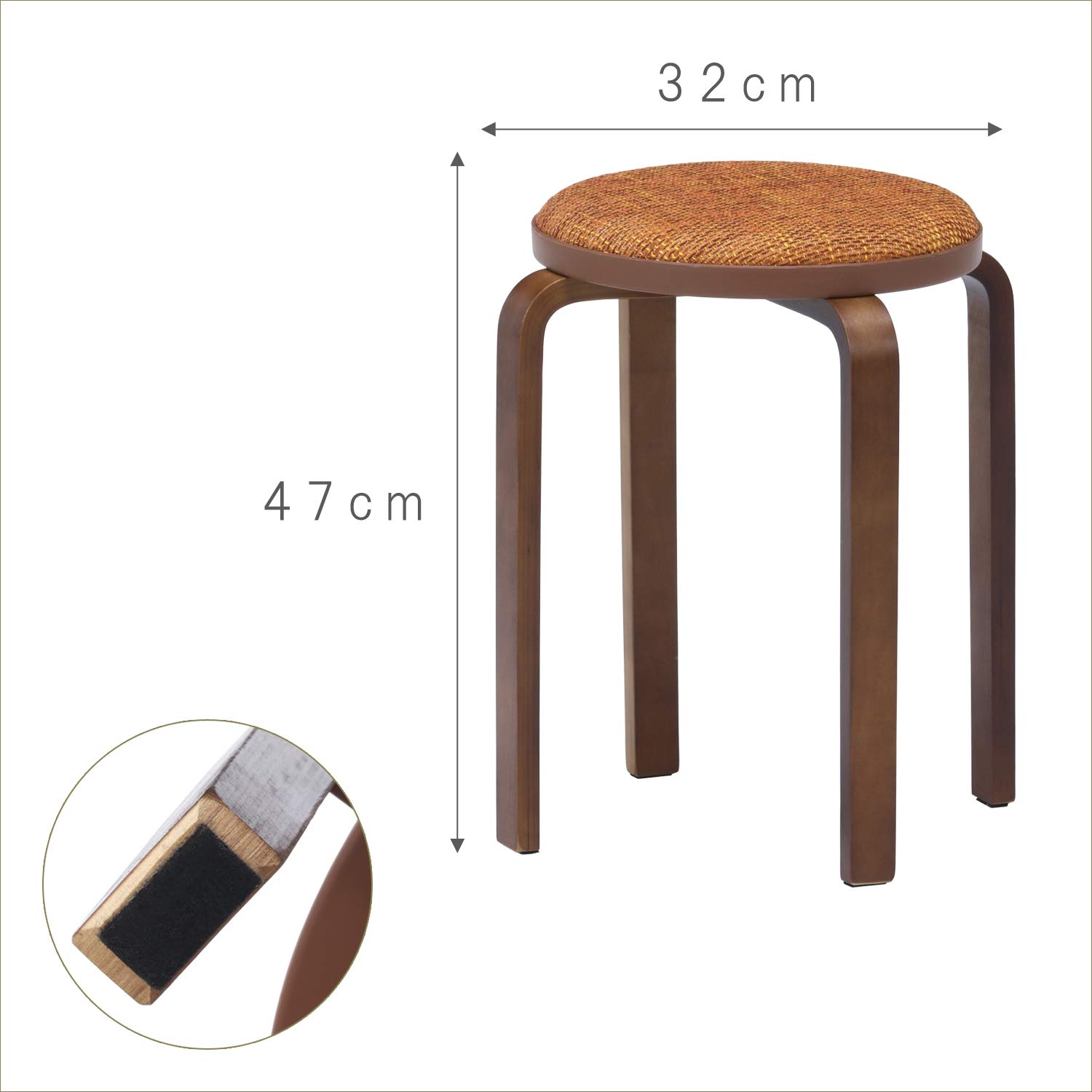 Amazon.co.jp: 不二貿易 曲木スツール スタッキングチェア 幅32×奥行32