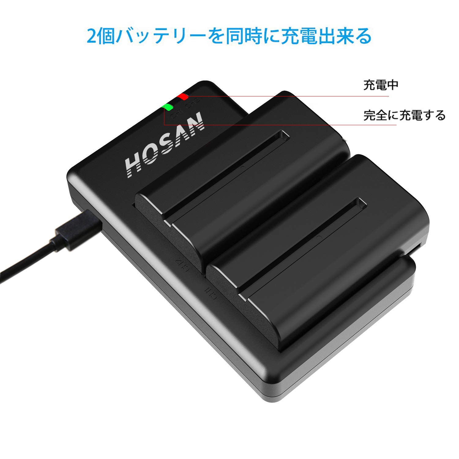 Amazon | HOSAN NP-F550 NP F550 純正互換 バッテリー 2個 + USB 急速