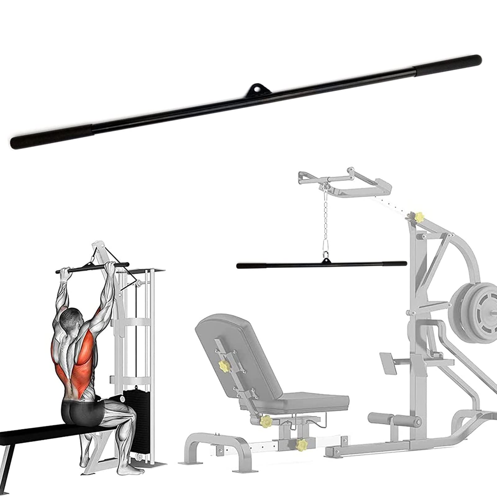 Amazon.co.jp: ラットプルダウンバー ストレートバー、LATプルダウン