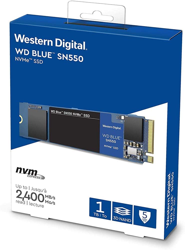 WD Blue SN550 1TB NVMe Internal SSD - Gen3 x4 PCIe 8Gb/s, M.2 2280
