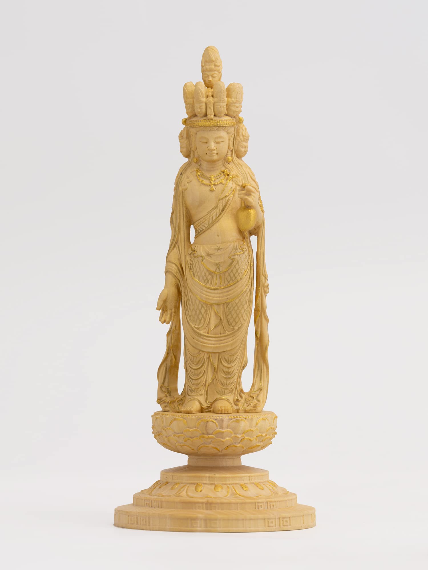 Amazon.co.jp: 極小仏 十一面観音－12.5cm向源寺型（木製：ツゲ 金泥