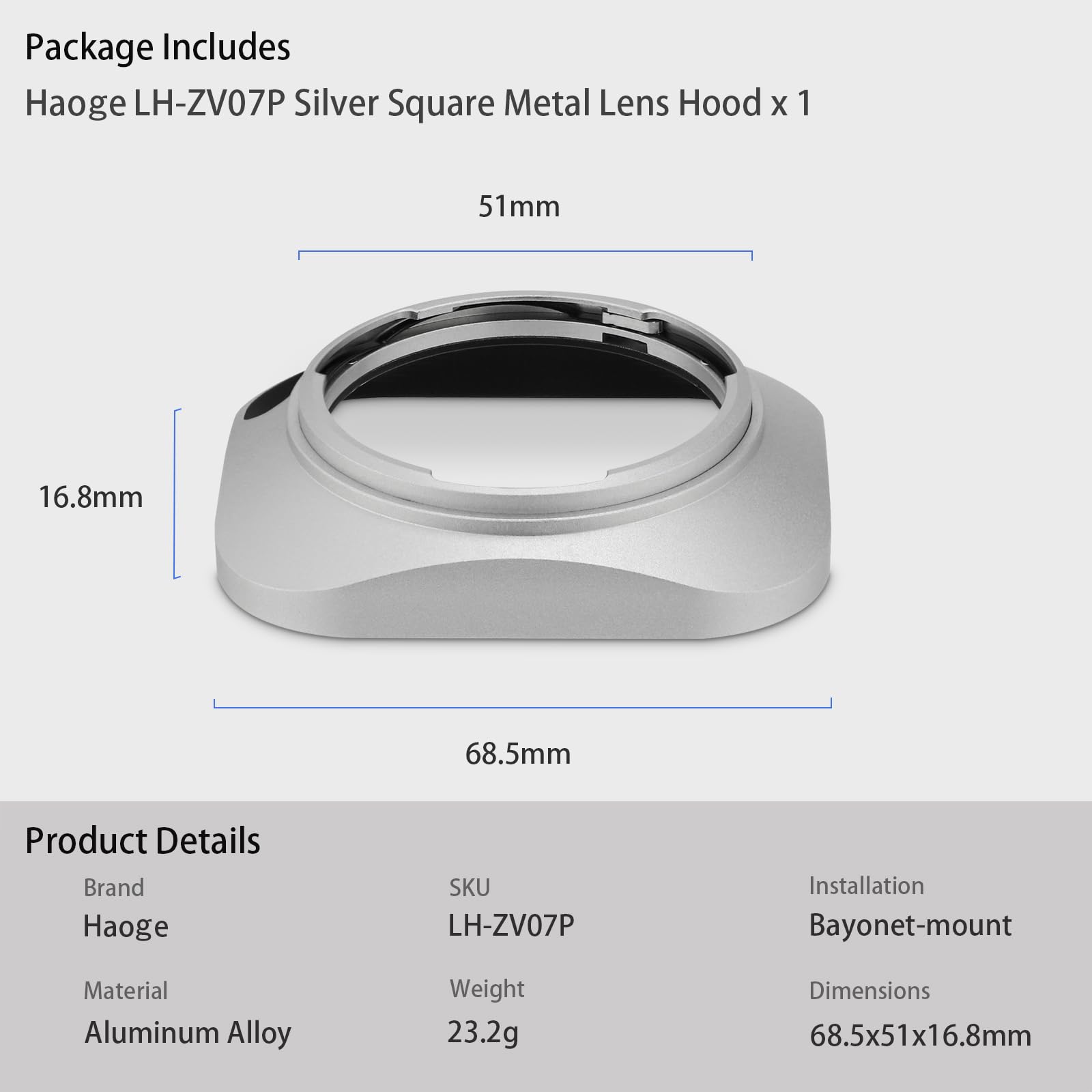 Amazon | Haoge LH-ZV07P バヨネット メタル スクエア レンズ フード