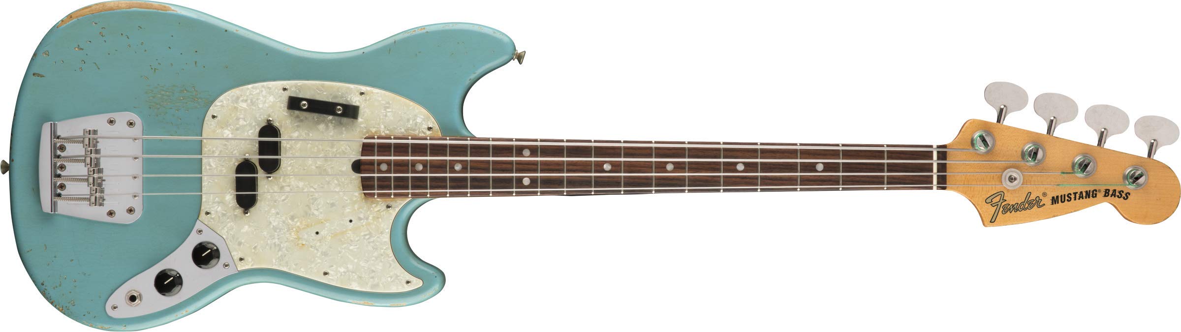 Amazon.com: Fender JMJ Road Worn Mustang Bass, Faded Daphne Blue