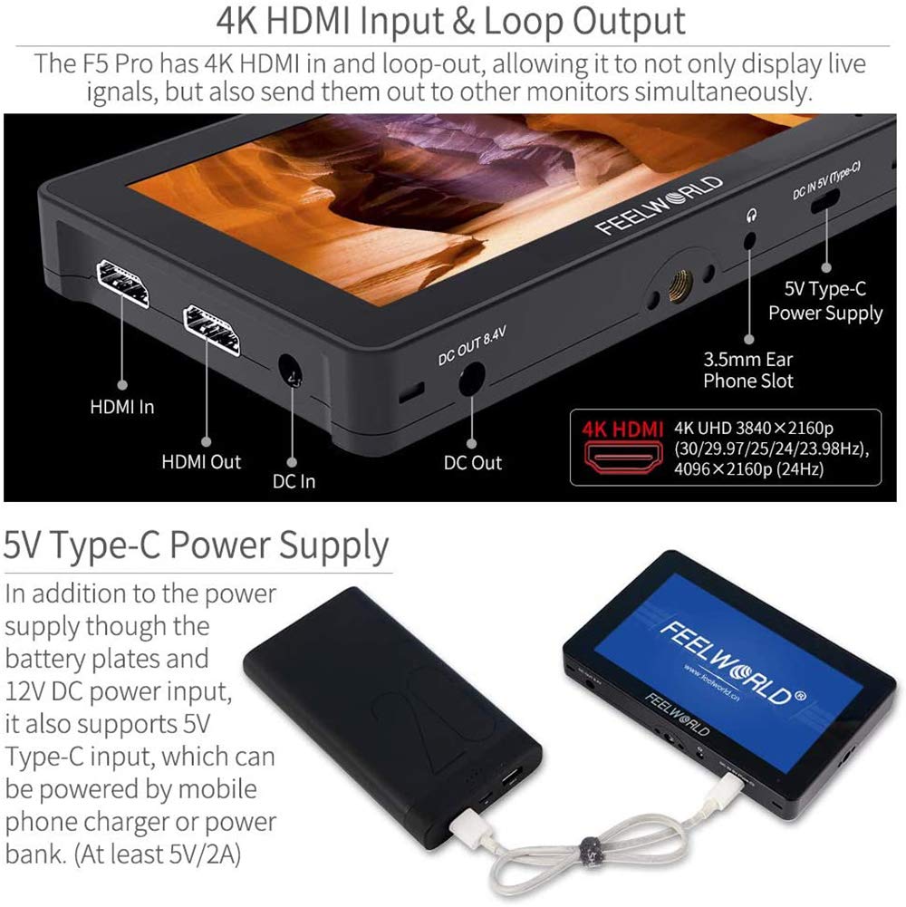 Amazon | FEELWORLD F5 Pro 5.5インチDSLRカメラフィールドタッチ