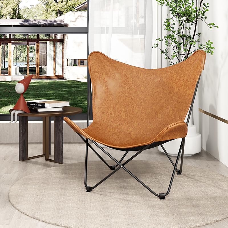 Amazon｜レザーリビングルームチェア バタフライチェア 怠惰なレジャー