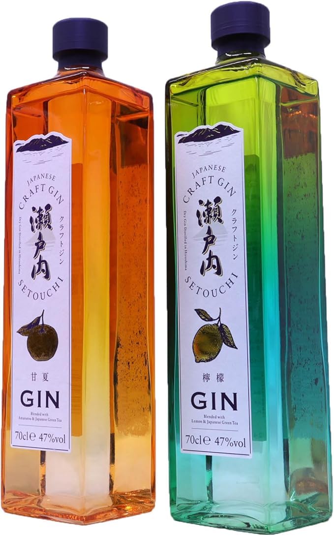 Amazon.co.jp: 瀬戸内クラフトジン 檸檬ジン47度700ml、甘夏ジン47度