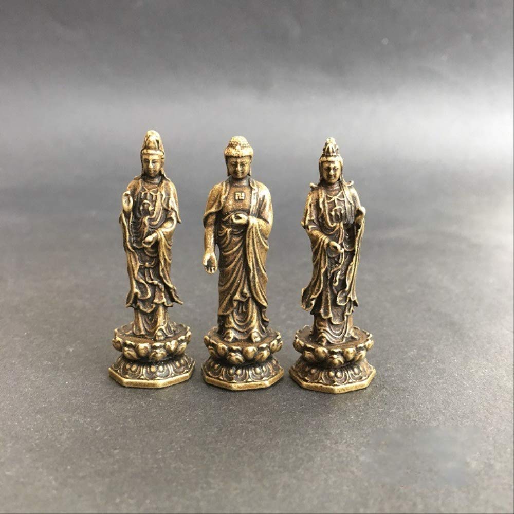 Amazon｜中国の銅が西仏像の三聖人を彫った観音菩薩釈迦牟尼仏絶妙な像