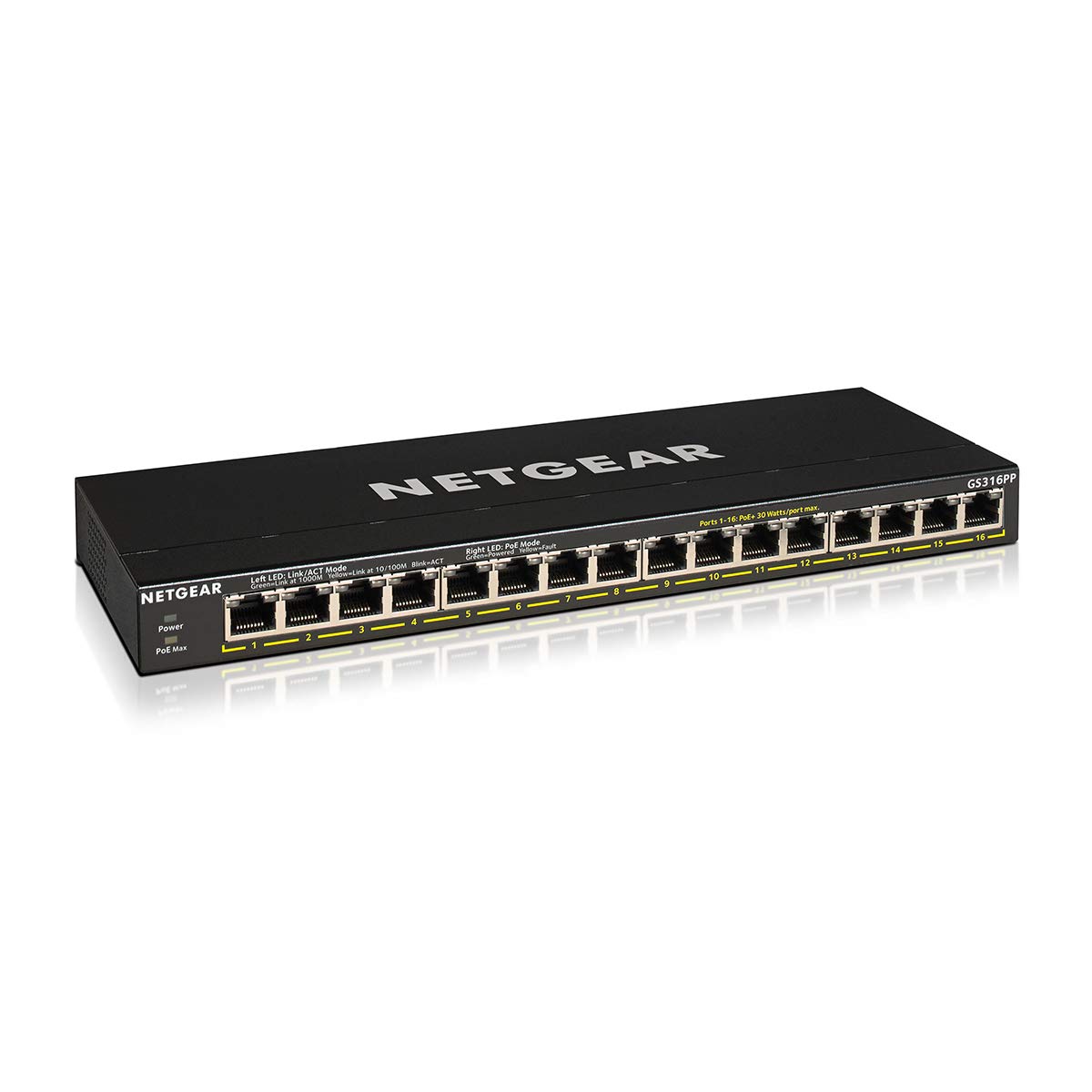 NETGEAR 16-Port Gigabit Ethernet Unmanaged PoE+ Switch (GS316PP