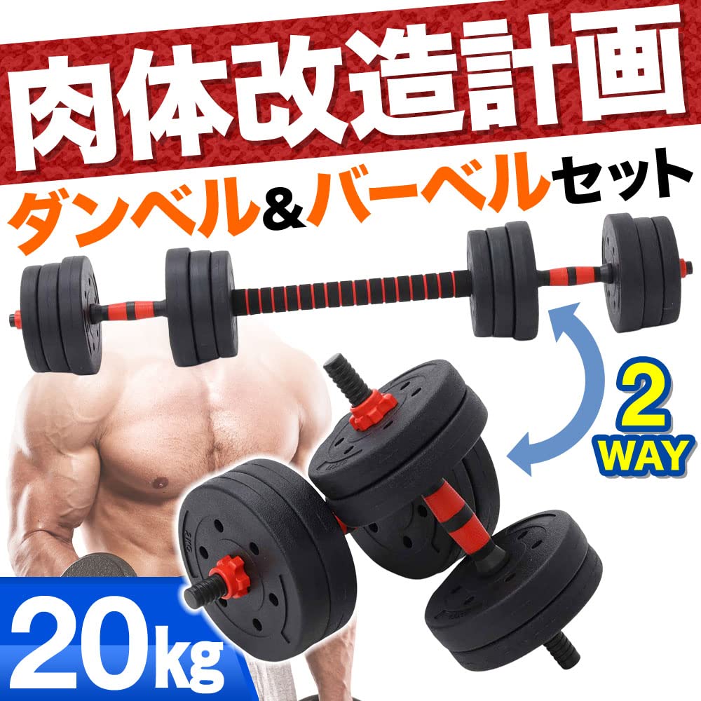 計50kg／バーベルにもなる角型ダンベル 25kg×2個セット プレート a6 計