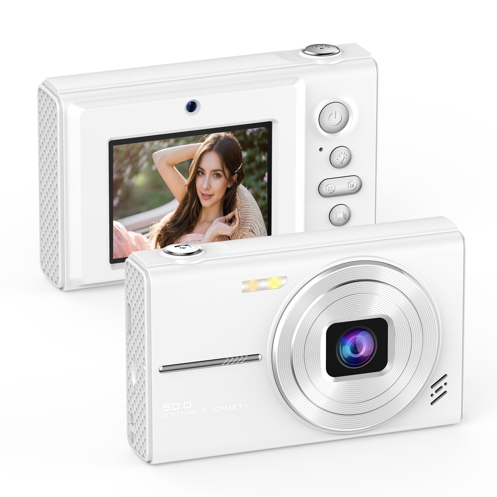 Amazon | コンパクトデジタルカメラ！前後双自拍、6800万像素、128GB