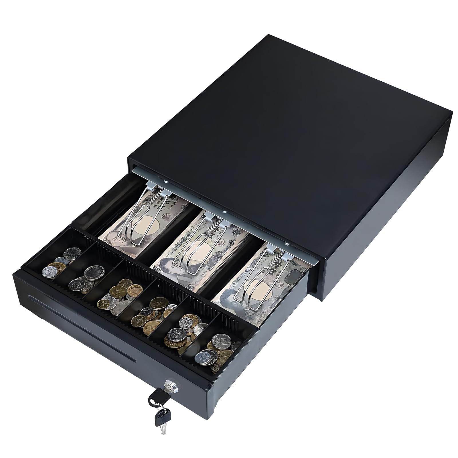 Amazon.co.jp: キャッシュドロア 小型 自動 + 手動 エアレジ対応 3札 6