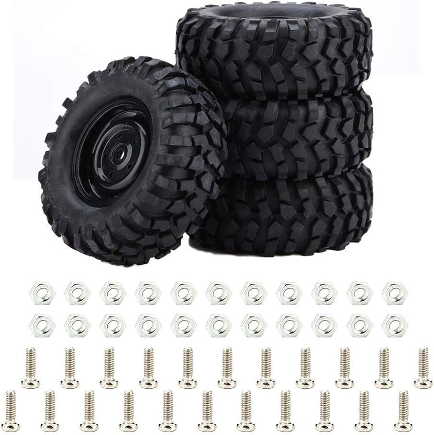 Amazon | タイヤ4個 セット ネジ付き RCクローラー 1/10車タイヤ