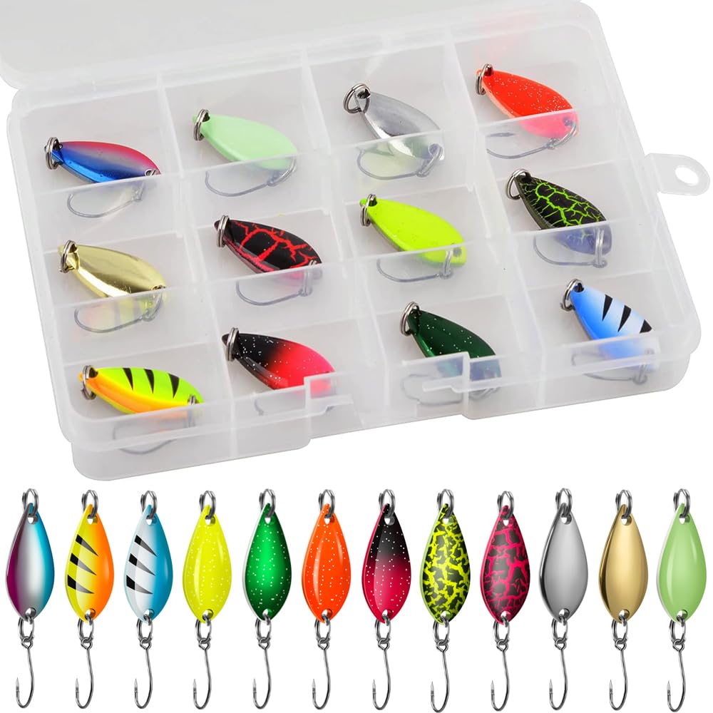 Amazon.co.jp: スプーンルアー 管釣り 12枚 セット 5g仕様軽量 メタル