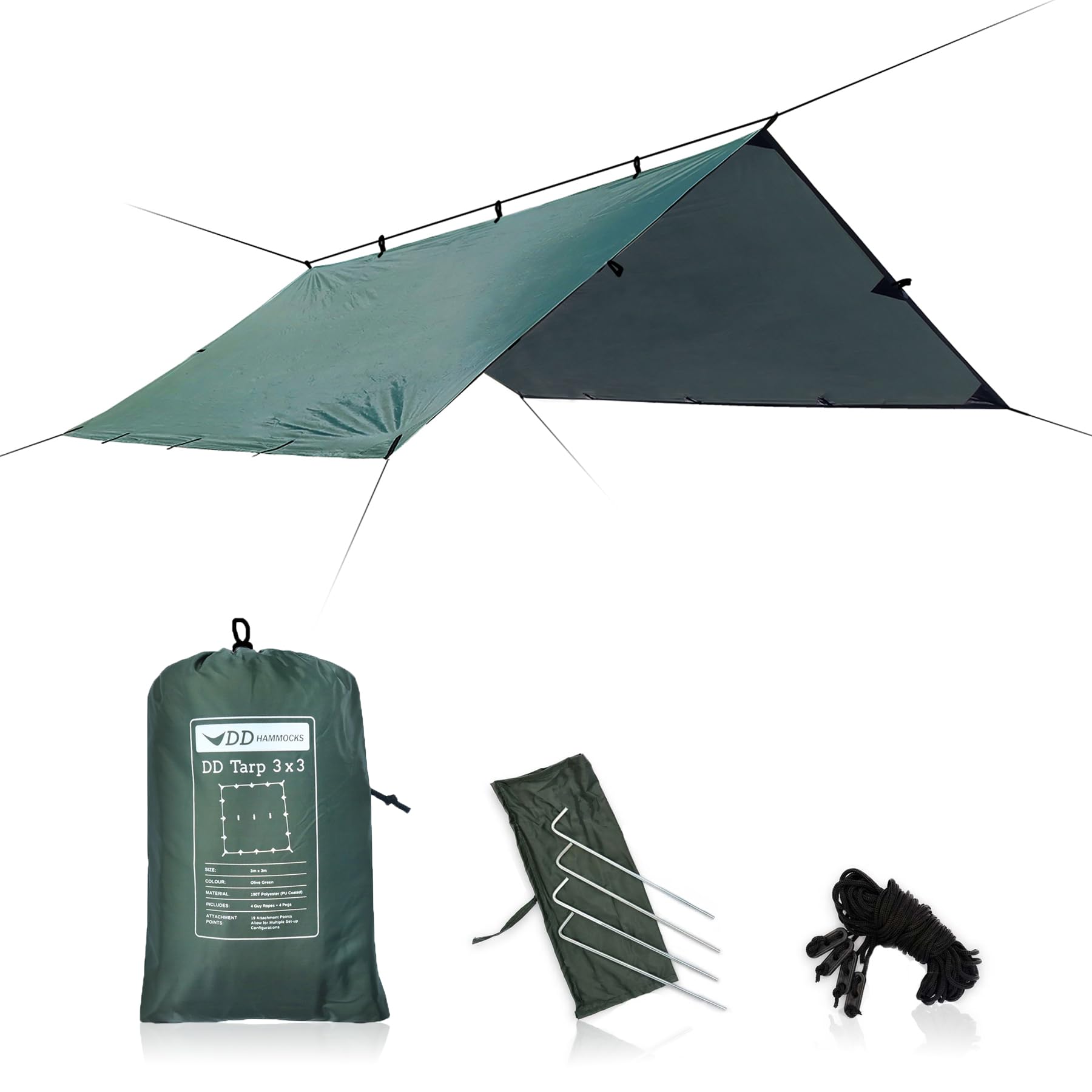 Amazon.com: DD Hammocks - DD Tarp 3x3 - Olive Green: 10ft x 10ft