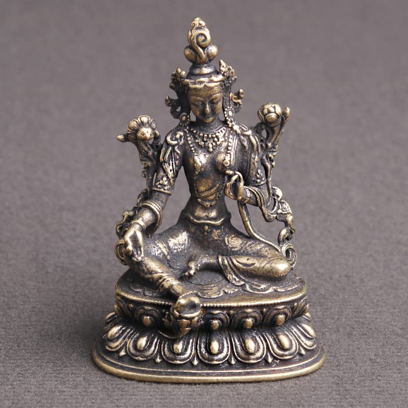 Amazon.co.jp: wenshengve 仏像 置物 真鍮製 緑度母 菩薩 （緑多羅菩薩
