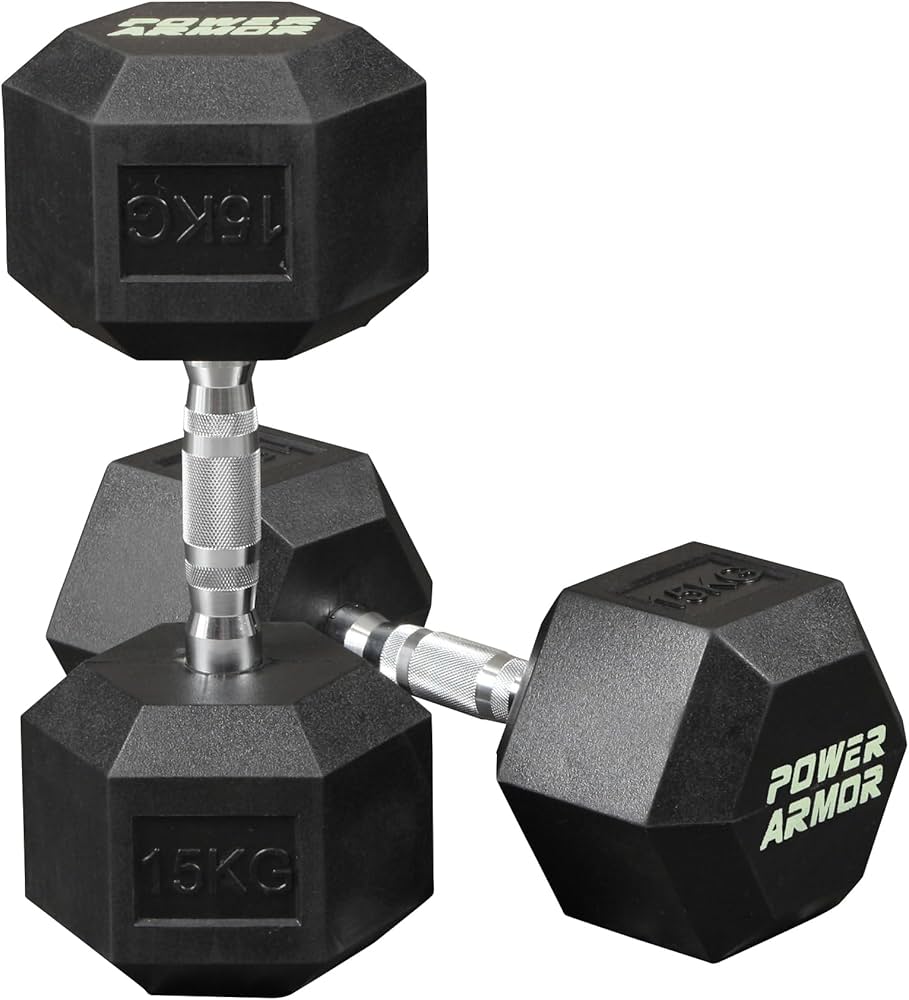Amazon | POWER ARMOR（パワーアーマー）ラバーヘックスダンベル15KG