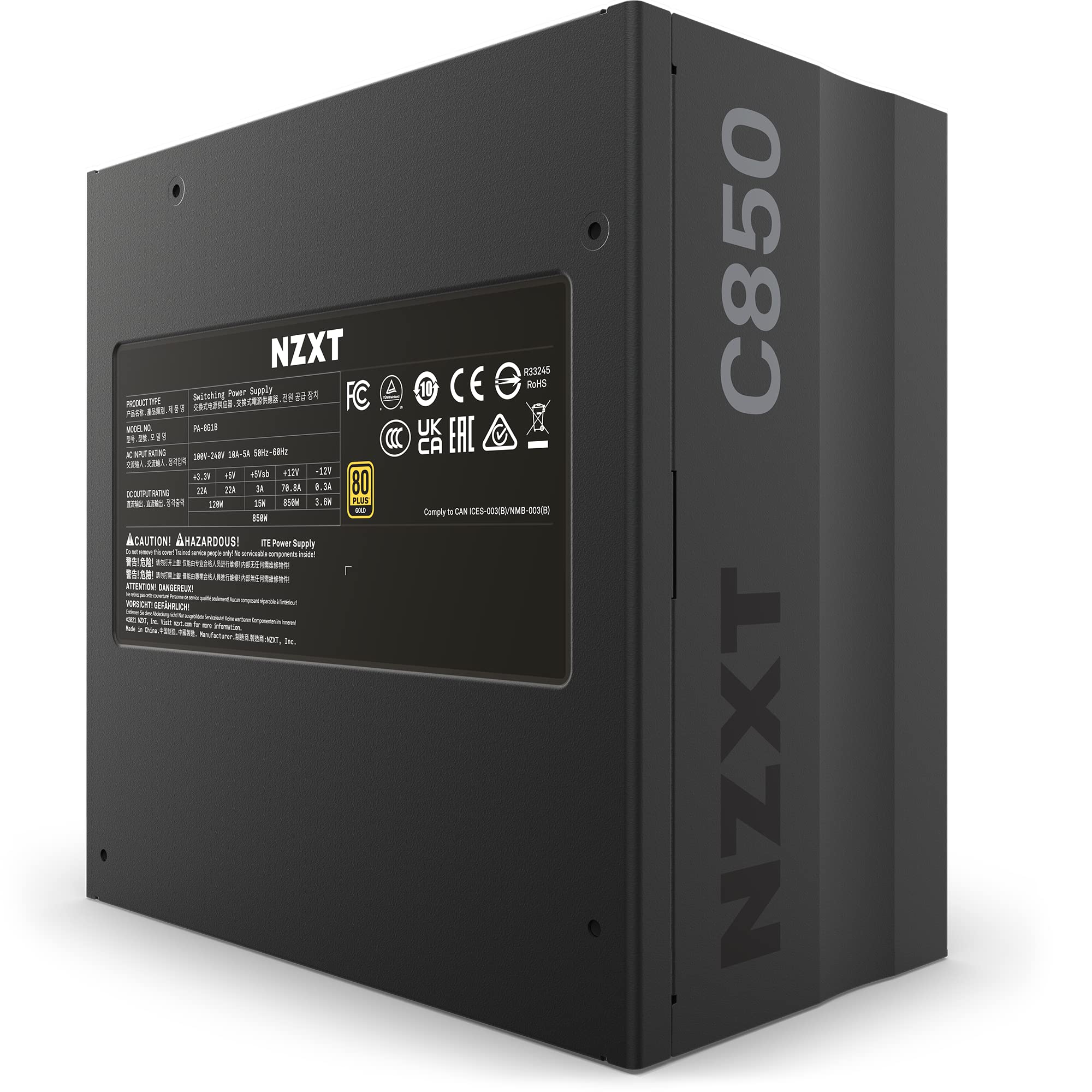 Amazon | NZXT C850 PC電源ユニット 850W 80PLUS Gold 2022年モデル PA