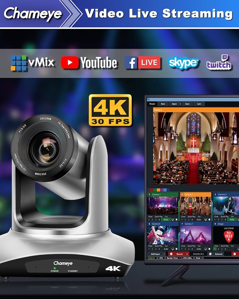 Amazon.com: Chameye PTZ Camera 4K 20X Optical Zoom, PTZ Conference