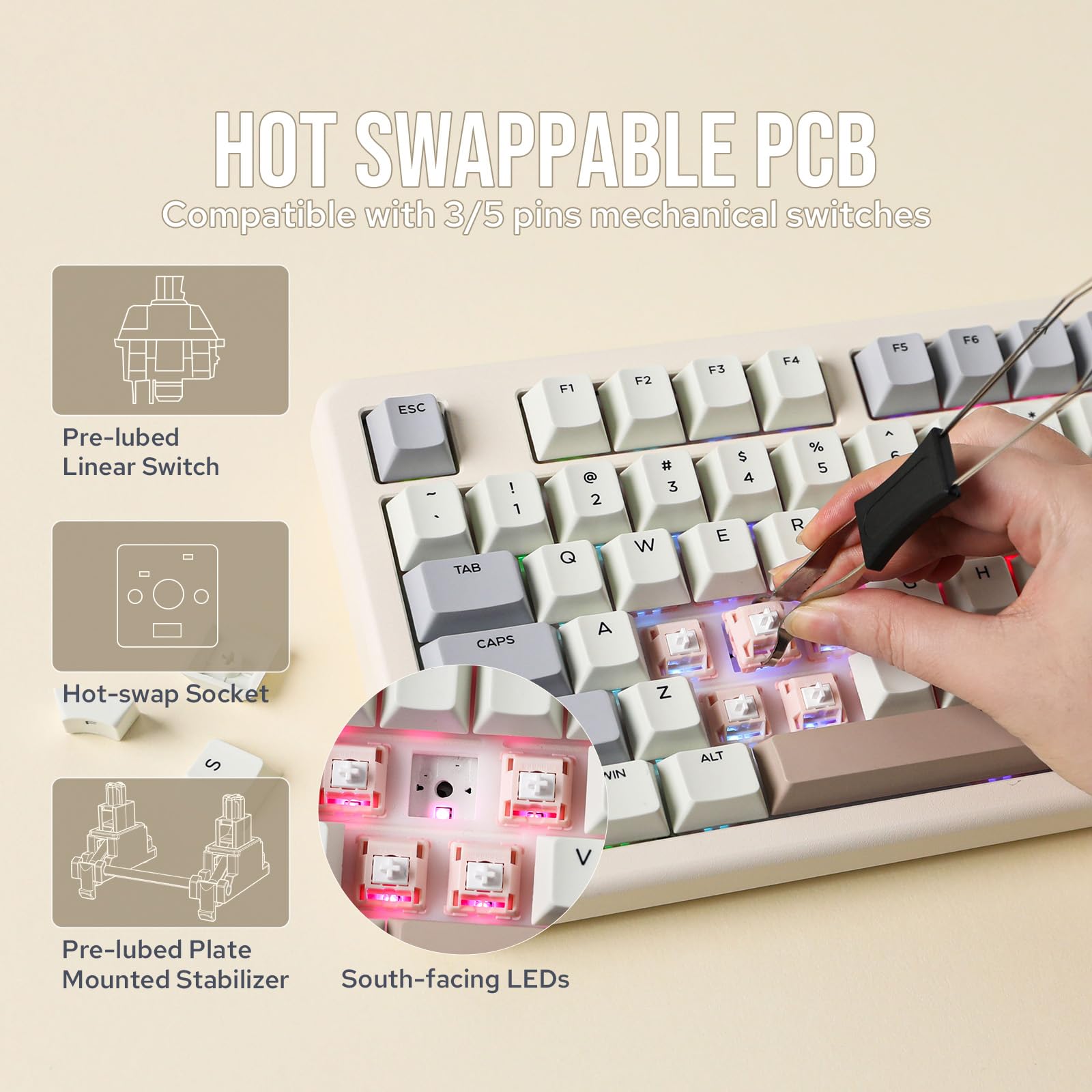 Amazon.com: EPOMAKER Galaxy70 Wireless Gaming Keyboard, 75