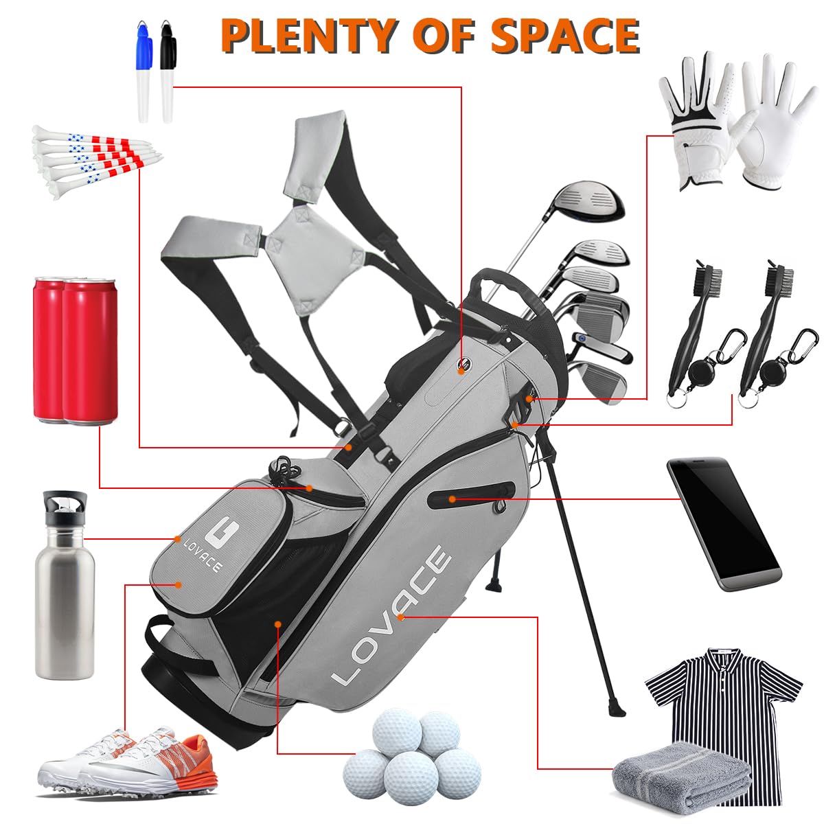 Amazon.co.jp: LOVACE 14WAY ゴルフスタンドバッグ 軽量ゴルフバッグ