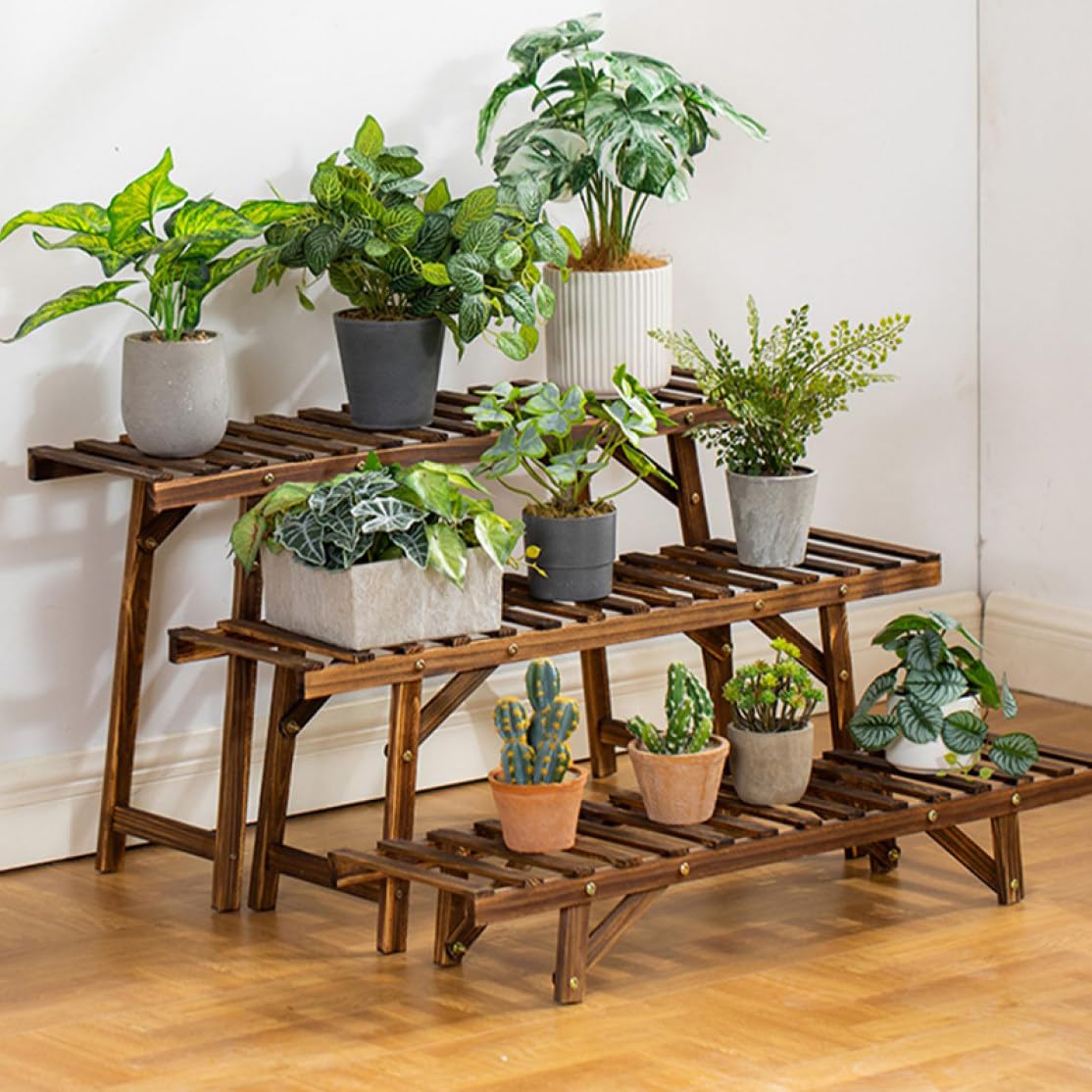 Amazon.co.jp: [GZGZ] フラワースタンド 木製 3段 ガーデンラック 大型