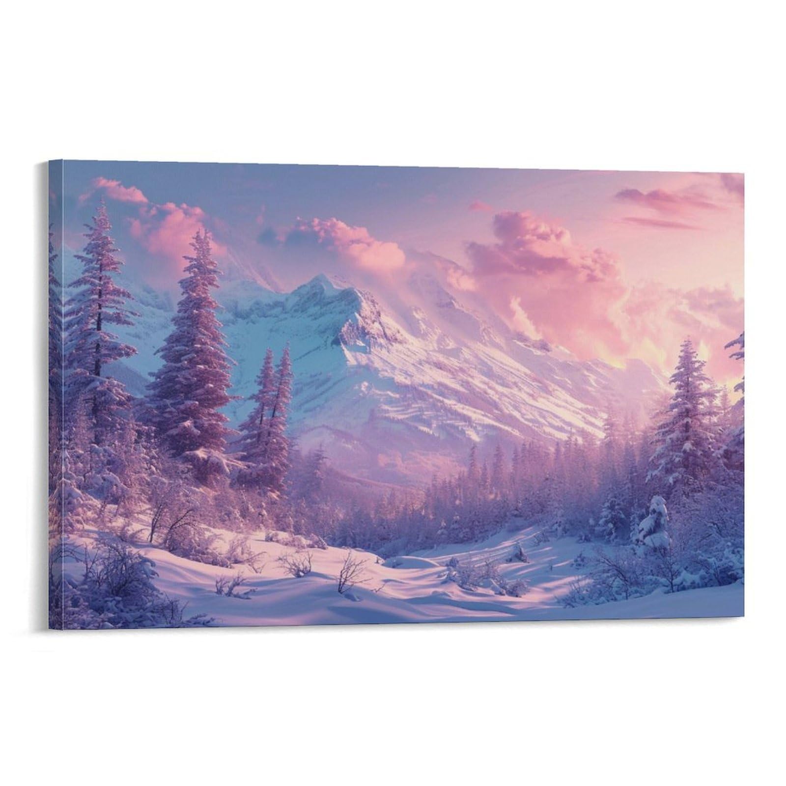 Amazon.co.jp: 絵画 雪の山の森の冬景色インテリア 絵画 魅力的な雪山