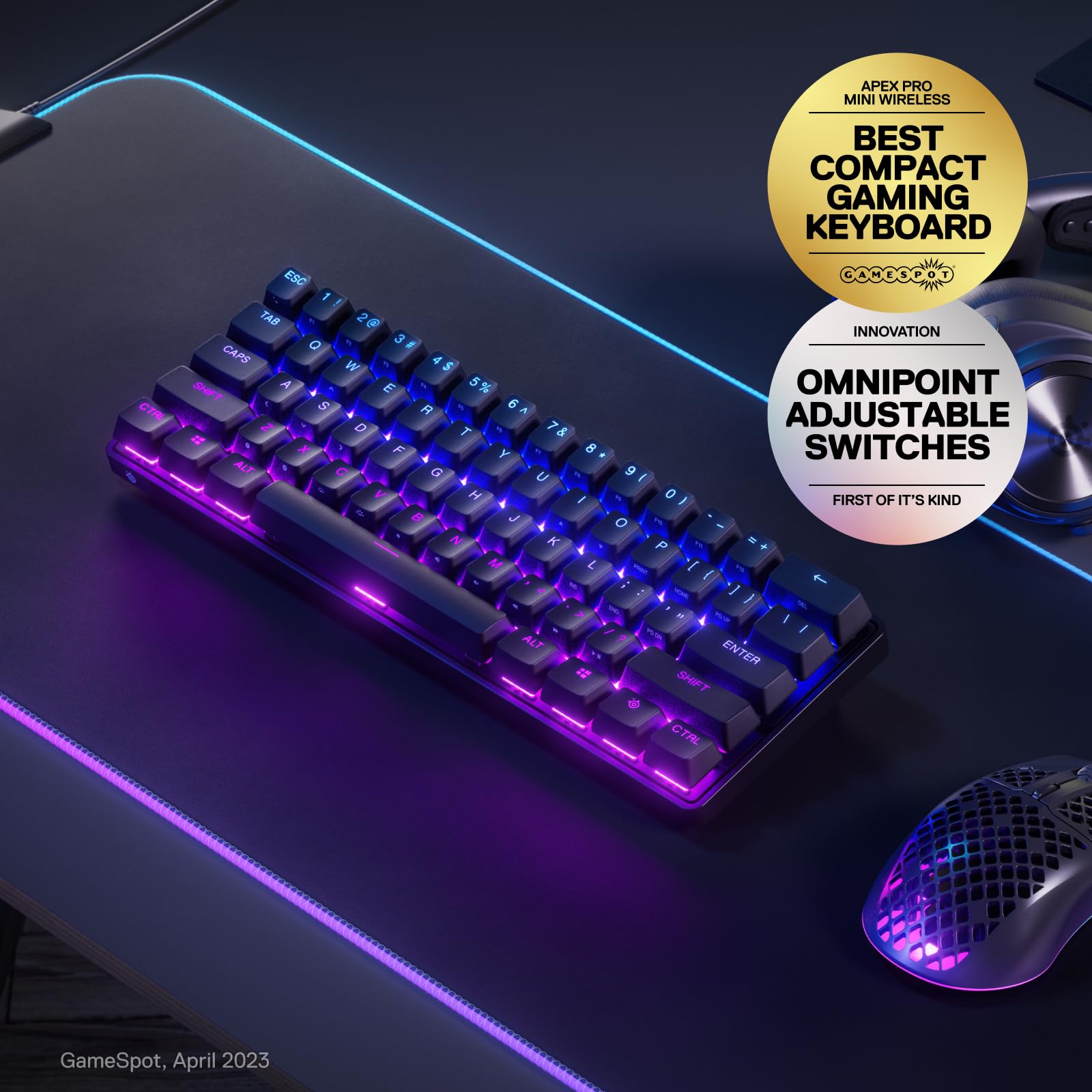 Amazon.com: SteelSeries Apex Pro Mini Wireless Keyboard - 60