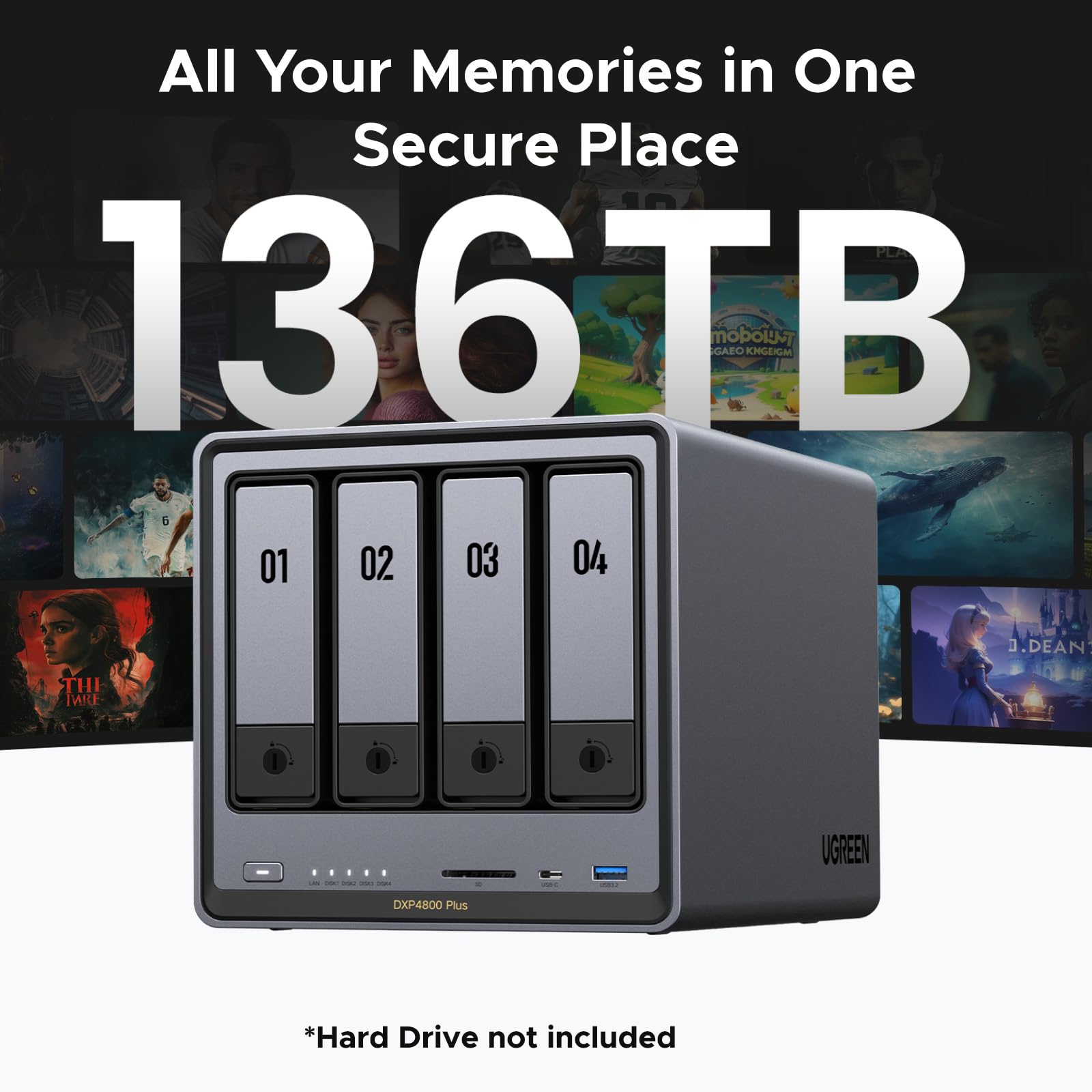 Amazon.co.jp: UGREEN NAS DXP4800 Plus 4ベイデスクトップNASync