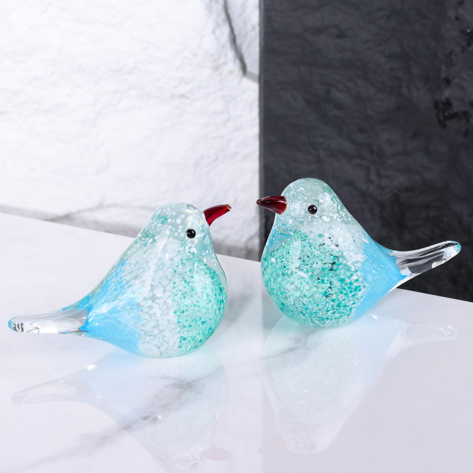 Amazon.co.jp: XMGZQ 手吹きガラスの鳥の置物、ガラス動物ペーパー