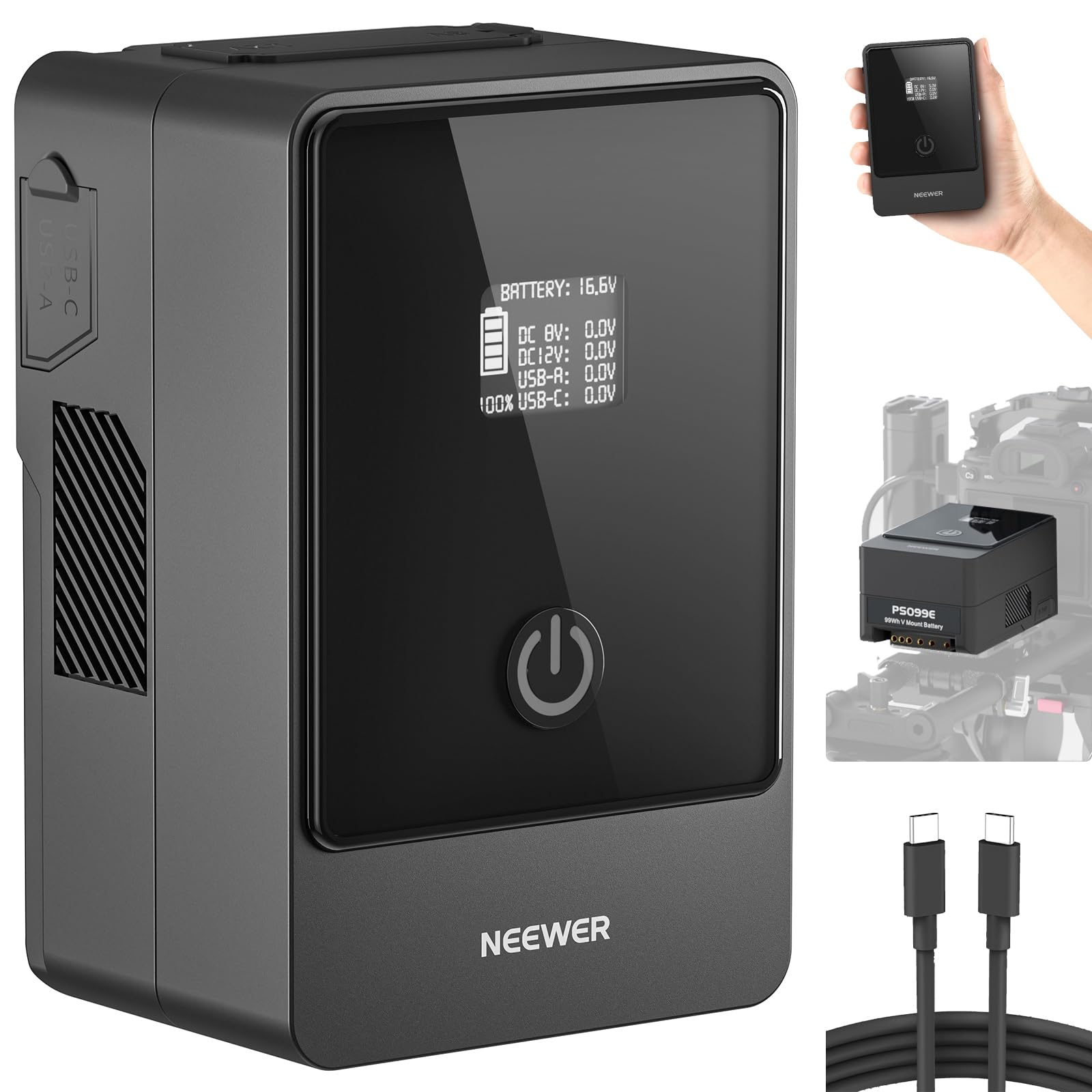 Amazon | NEEWER Vマウントバッテリー 6800mAh 99Wh 14.5VミニVロック