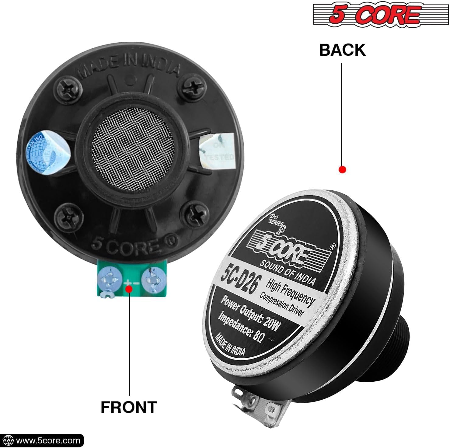 Amazon.co.jp: 5コア 2ピース 圧縮ドライバー 1インチ 出口 ねじ込み式