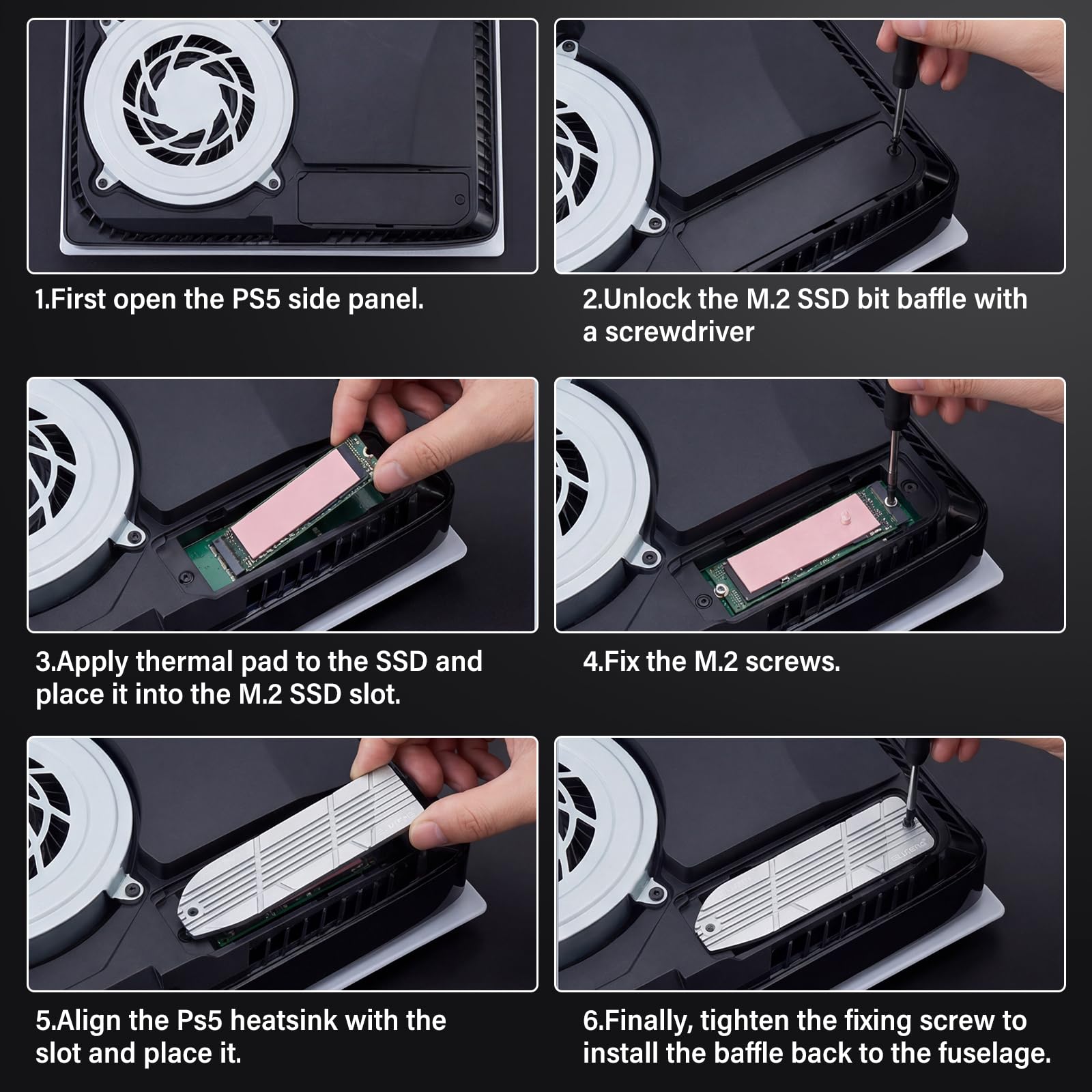 Amazon.com: ELUTENG Heatsink SSD PS5 with 4 Thermal Pads PS5 SSD