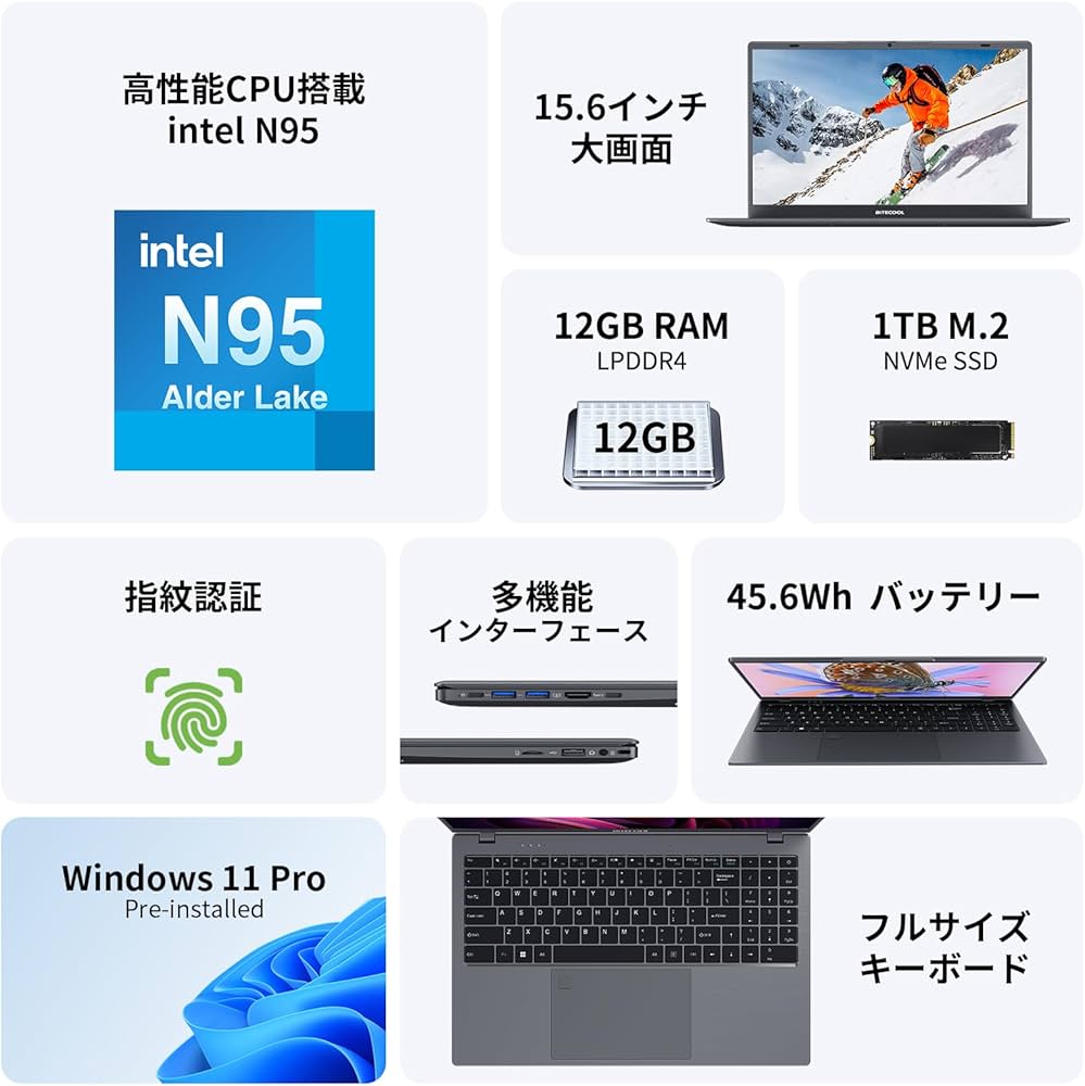 Amazon.co.jp: BiTECOOL ノートパソコン Intel Core N95 15.6インチ