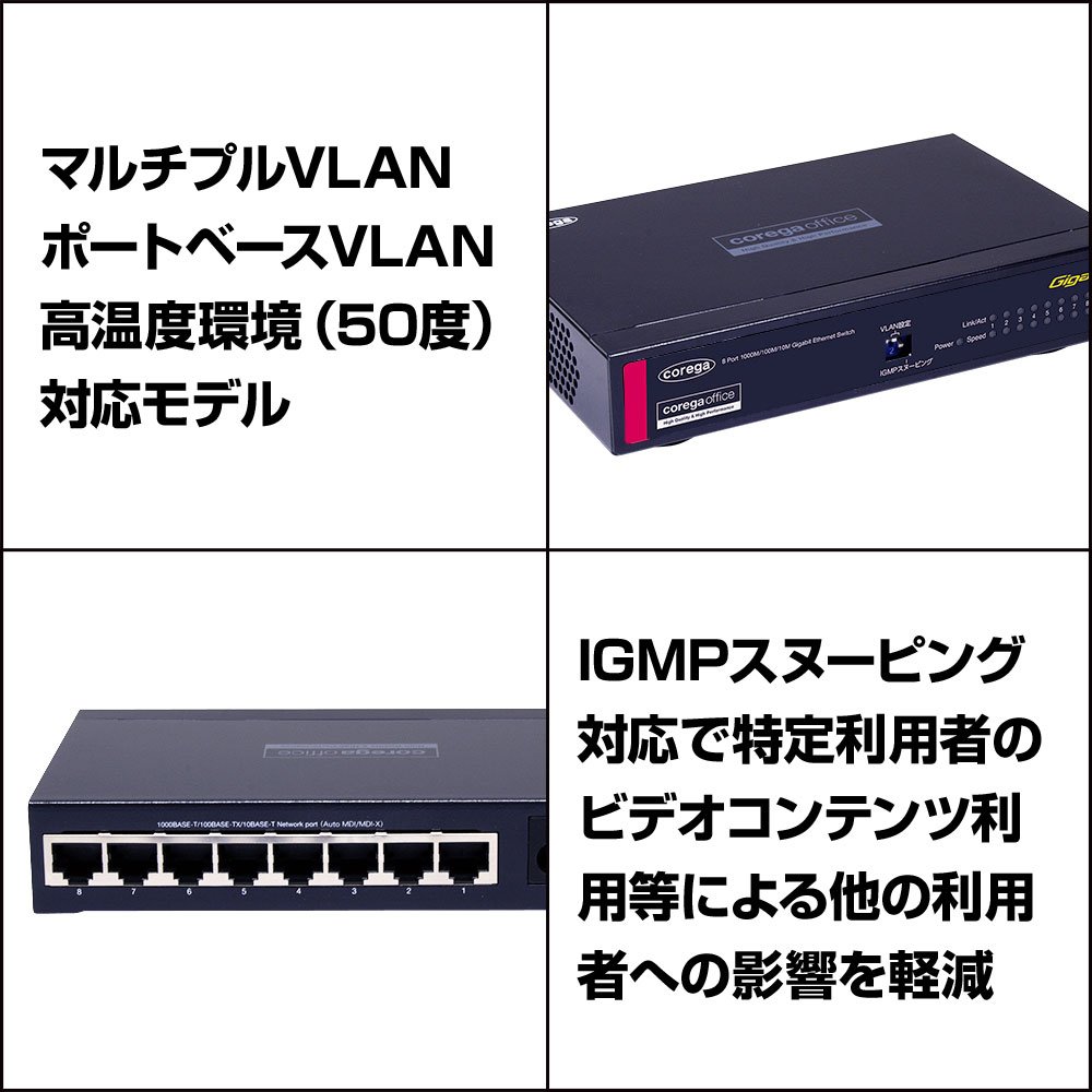 Amazon.co.jp: Corega CO-BSW08GTXVL2 Giga Compatible 8-Port