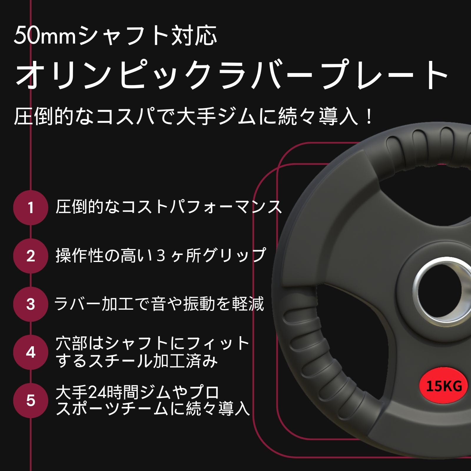 Amazon.co.jp: □大手24時間ジムも導入□ 50mm ラバープレート 計200kg