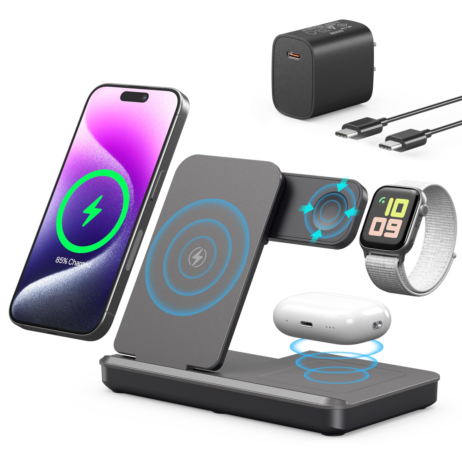 Amazon.co.jp: 【2025昇進型】TEPNICAL ワイヤレス充電器 3 in 1急速